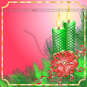 Christmas card with candles - vector clipart