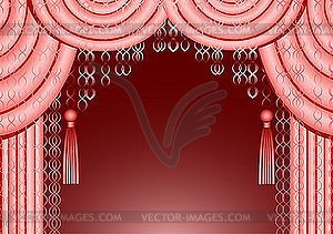 Pink Curtain Frame - color vector clipart
