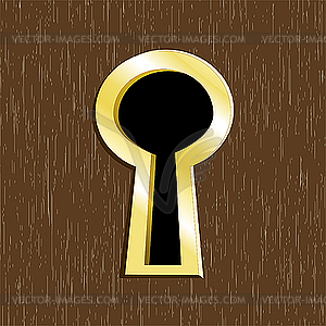 Door keyhole of golden metal  - vector image