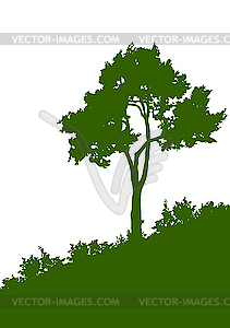 Green tree silhouette - vector clip art