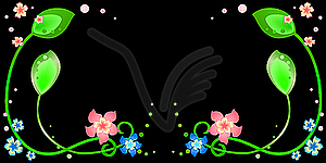 Spring black flower frame - vector clipart