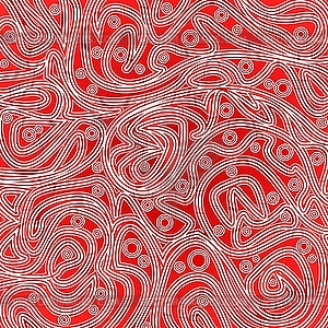 Red pattern with lines and rounds - vector image