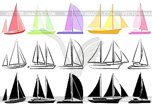 Set of yachts - vector clipart