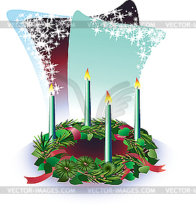 Рождественский венок со свечами - рисунок в векторе
