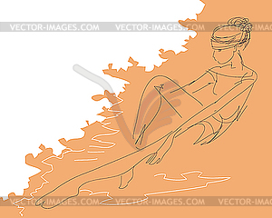 Girl on the beach - vector image