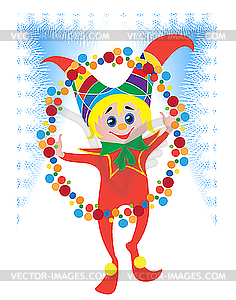 Merry Christmas clown at the carnival - vector image