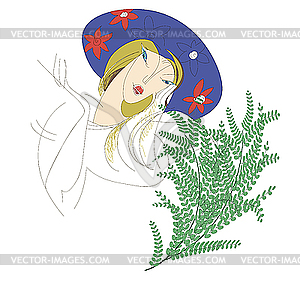 Sketch portrait of woman - vector clipart