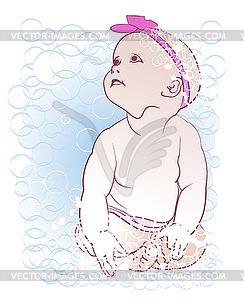 Kid in thick suds - royalty-free vector image