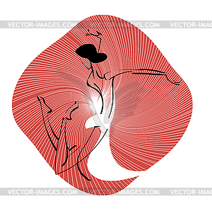 Danceron red background - vector clipart / vector image