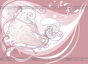 Невеста на розовом фоне - векторное изображение клипарта
