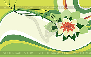 Green card with lotus flower - vector image