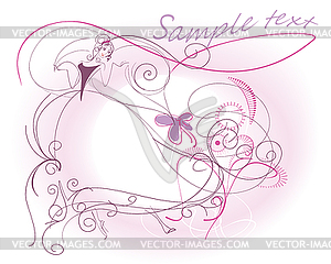 Beautiful bride silhouette - vector clip art