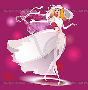 Bride with bouquet - vector clipart