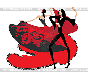 Couple of dancers - vector clipart