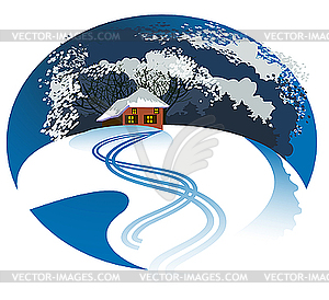 Secluded winter home - vector clip art