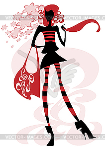 Girl with big bag - vector clipart