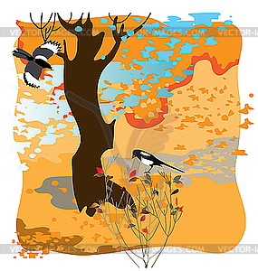 Two magpies - vector clipart