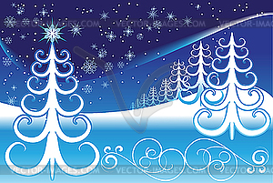 Stylized winter landscape - vector clipart