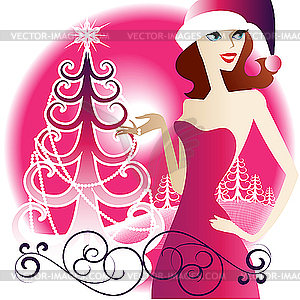 Sexy girl in fancy dress - vector clipart