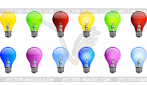 Colored light bulbs - vector image