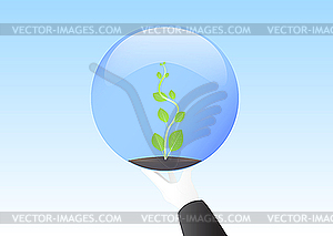 Eco sphere in hand - vector clip art