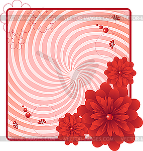 Красная цветочная открытка - изображение в векторном формате
