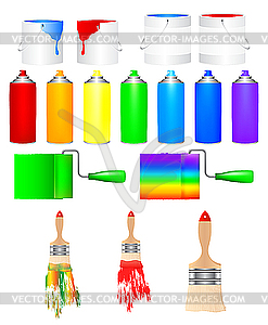 Paints and brushes - vector image