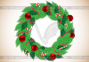 Christmas wreath with balls - vector clipart