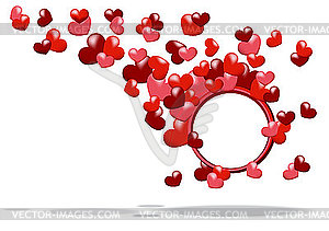 Round frame of red hearts - vector image