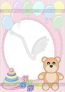 Childhood card with toys - royalty-free vector clipart