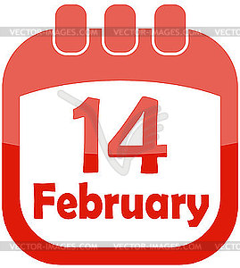 Calendar icon for valentine`s day - vector clip art