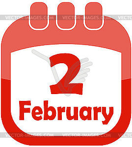 Icon February 2 calendar - vector clipart
