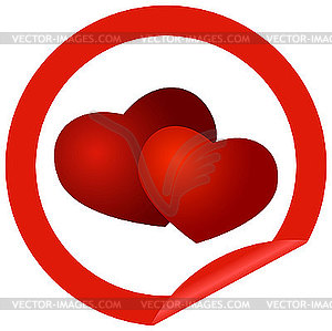 Round sticker with hearts - vector image