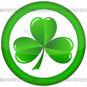 Round icon with shamrock - vector image