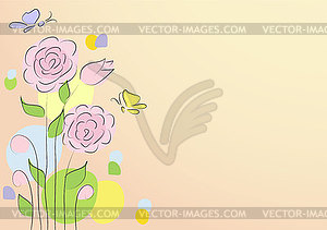 Pink floral greeting card - royalty-free vector clipart