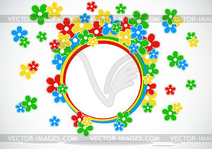 Postcard with colorful flowers - vector clip art