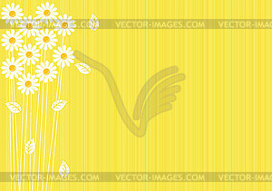 Abstract yellow background with daisies - vector image