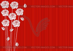 Abstract red background with roses - vector image