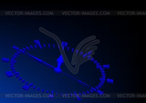 Blue clock in dark - vector clipart