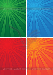 Разноцветные фоны с лучами - клипарт в векторе