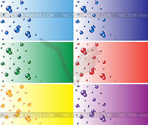 Color business cards with bubbles - color vector clipart