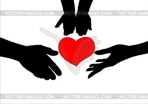 Hands and heart - vector clipart