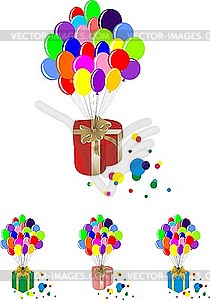 Air balloons mit gift boxes - vector clip art