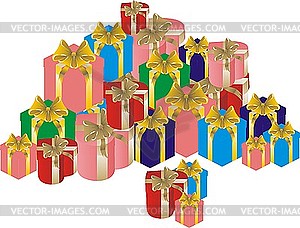 Large pile of gifts - royalty-free vector clipart