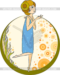 Girl in blue dress - vector image