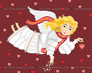 Cupid with heart - vector image