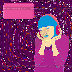 Girl in headphones - vector image