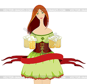 Oktoberfest girl wit beer - vector EPS clipart