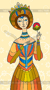 Princess girl with flower - vector image