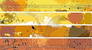 Set orange grunge banners - vector clipart / vector image